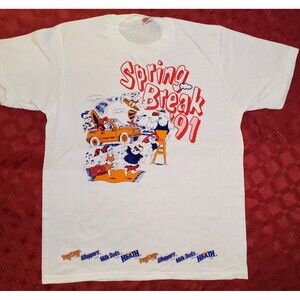 Vintage Men's T-Shirt, Size L, Spring Break '91, White